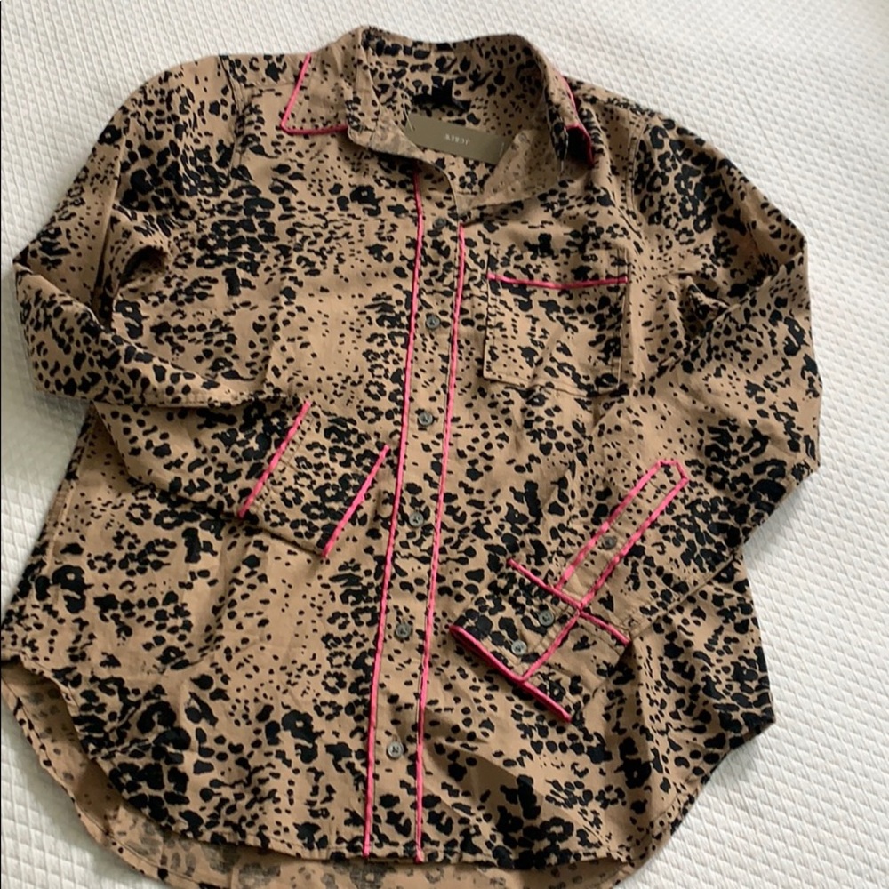 JCrew Leopard And Pink Button Down